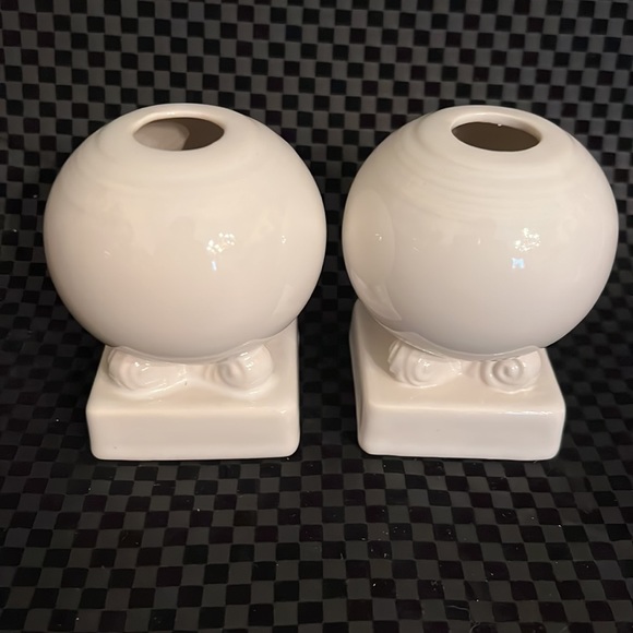 Vintage White Fiesta Ware Bulb Candle Holders - Picture 2 of 7
